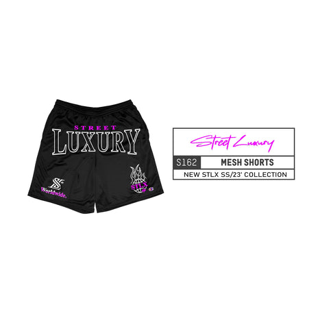 LUXURY MESH SHORTS "BLK/WHT/PINK"